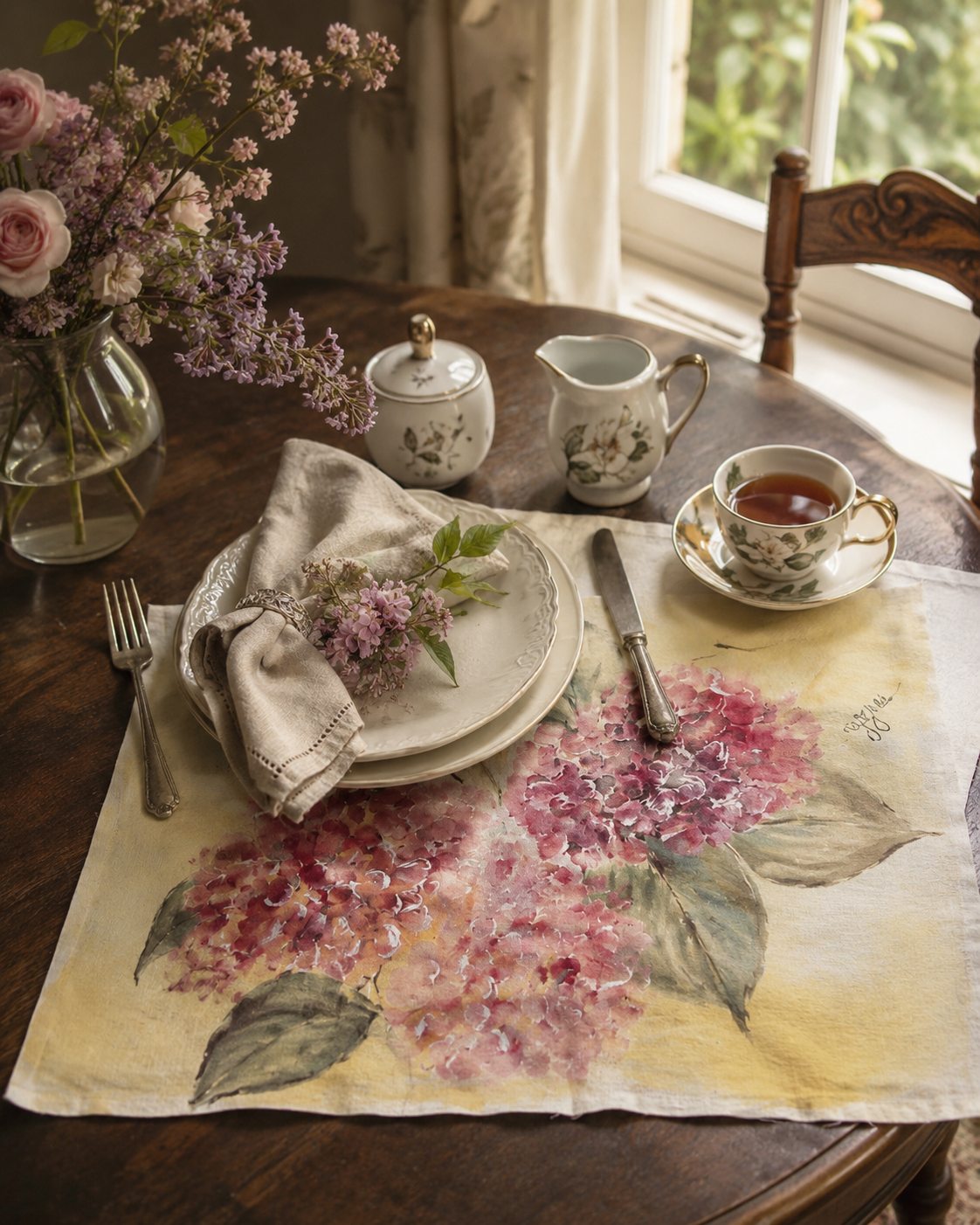 Toalha de mesa pintada à mão