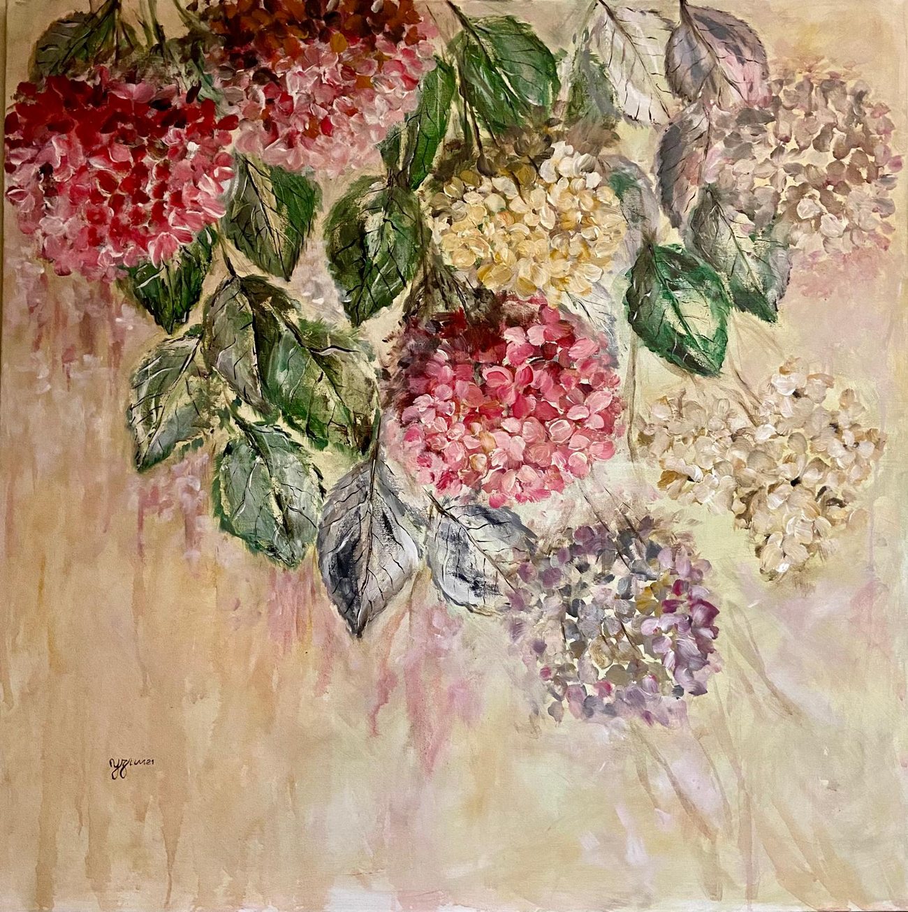 Pintura de Yziim — hortênsias